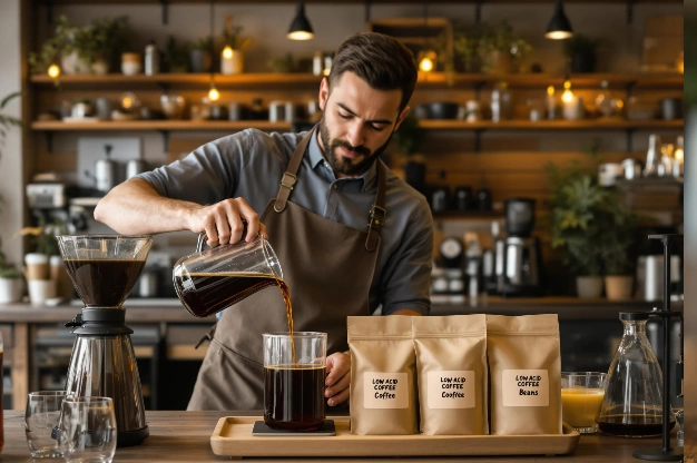 café moins acide